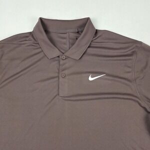 Nike Polo Shirt Mens Large Brown Dri-FIT Golf Performance Short Sleeve Solid